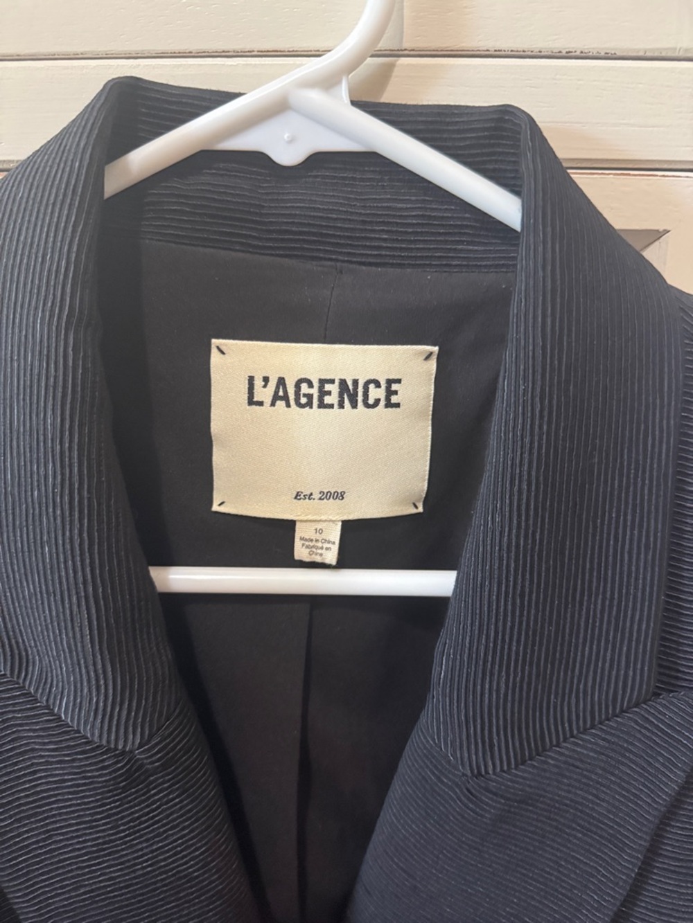 L'AGENCE Black Double-Breasted Textured Jacket with Silver Buttons - Picture 2 of 6